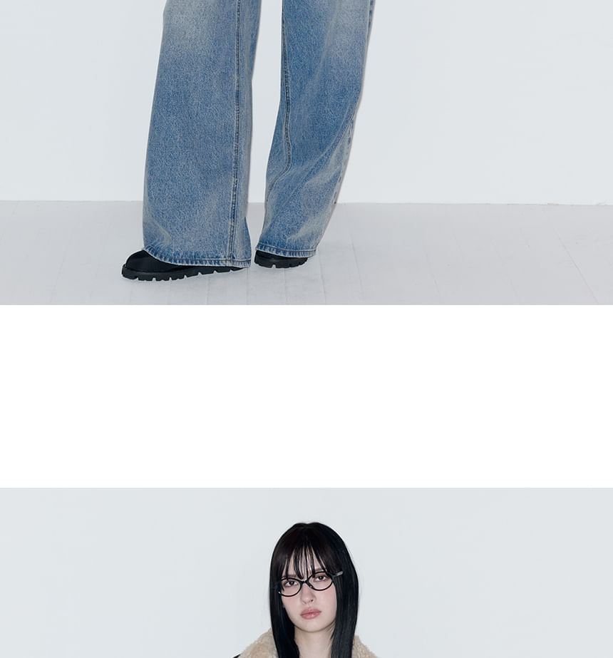 Fur-Collar Pleather Jacket (Brown)