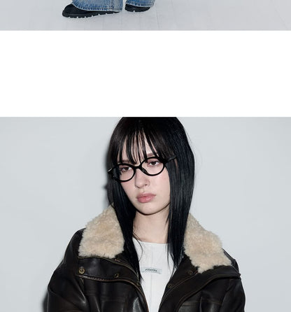 Fur-Collar Pleather Jacket (Brown)