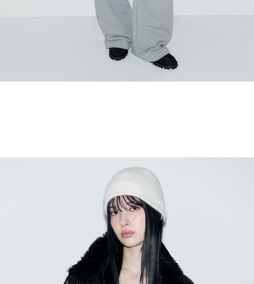 Fur-Collar Pleather Jacket (Black)