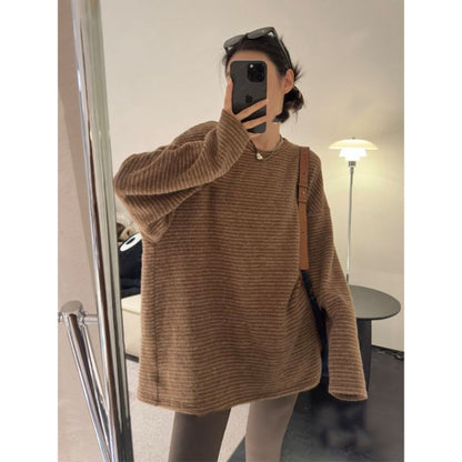 Striped Crewneck Extended Sleeve Tee