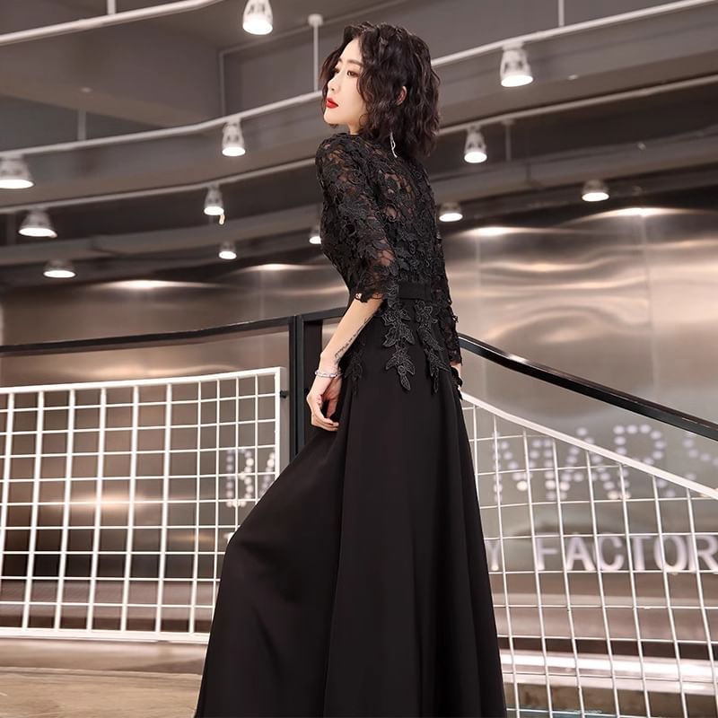 Lace / Gown Dress Evening 3/4-Sleeve A-Line