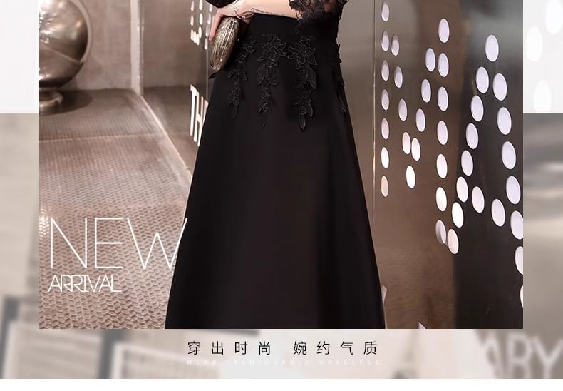 Lace / Gown Dress Evening 3/4-Sleeve A-Line