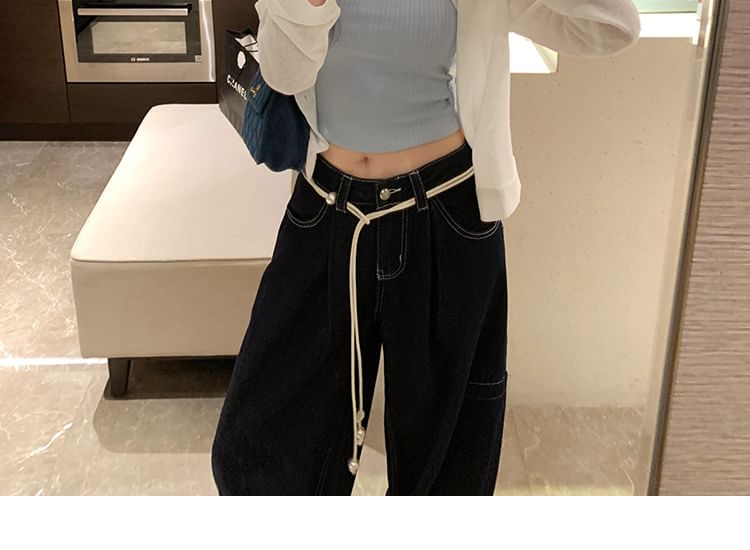 Crew Neck Button-Up Plain Cardigan
