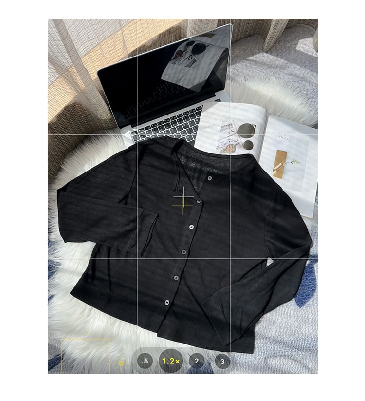 Crew Neck Button-Up Plain Cardigan
