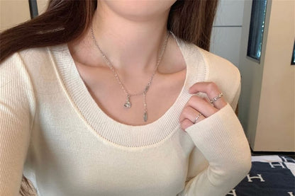 Plain Scoopneck Extended Sleeve Knit Tee