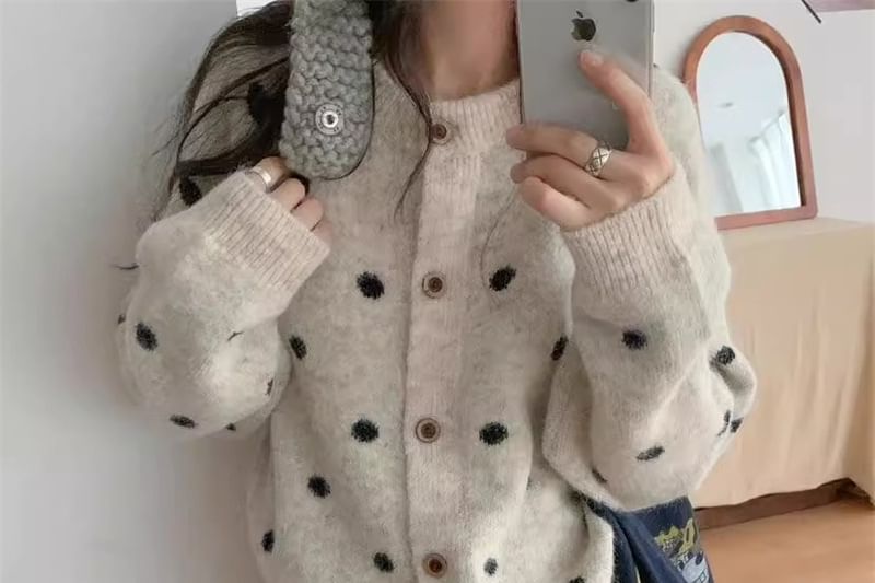 Round Neck Dotted Cardigan