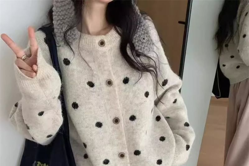 Round Neck Dotted Cardigan