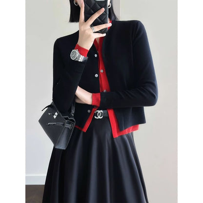 Round Neck Mock Two Piece Cardigan