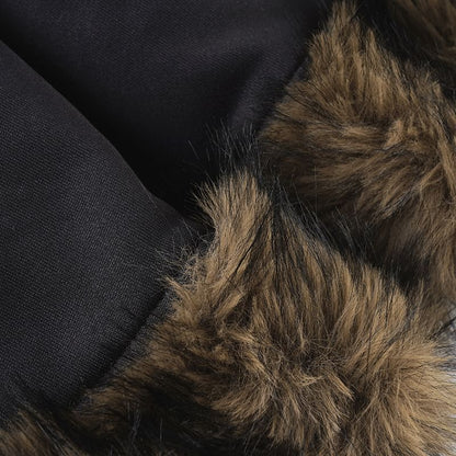 Long Sleeve Faux Fur Trim Slim-Fit Jacket