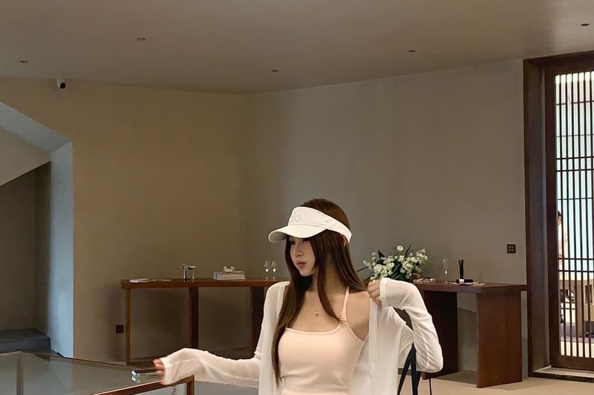 Plain Cami Top / Cardigan / High Waist Wide Leg Pants