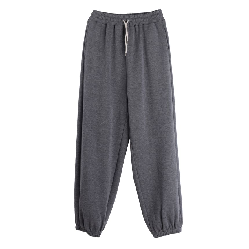 Plus Size Stand Collar Melange Padded Button Vest / Round Neck Pullover / Drawstring Waist Baggy Sweatpants