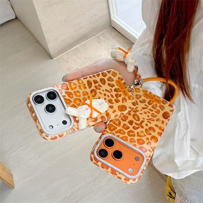 Leopard Print Phone Case / Rabbit Adhesive Decoration / Strap / Set