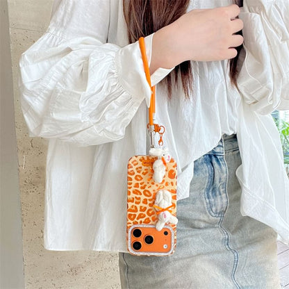 Leopard Print Phone Case / Rabbit Adhesive Decoration / Strap / Set