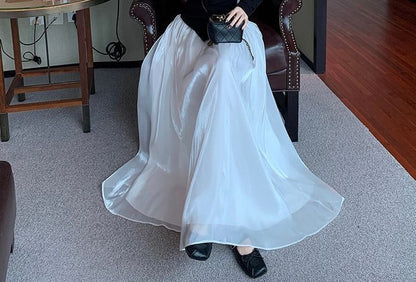 Lace Panel Off-Shoulder Faux Layer Extended Sleeve Tee