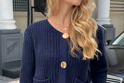 Long Sleeve V-Neck Plain Cardigan