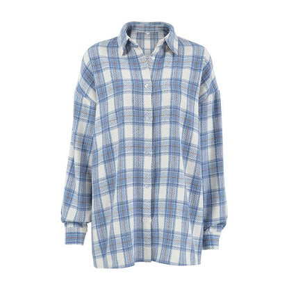 Loose-Fit Plaid Shirt with Long Sleeves