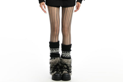 Furry Trim Hooded Button-up Jacket