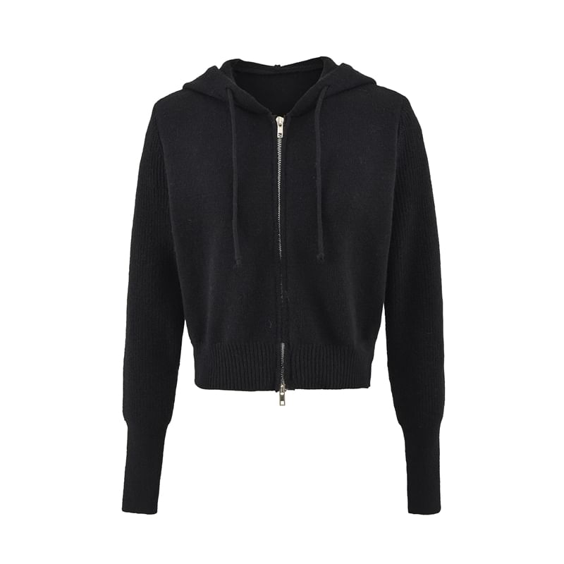 Zip-Up Hoodie with Drawstring and Minimalist Finish