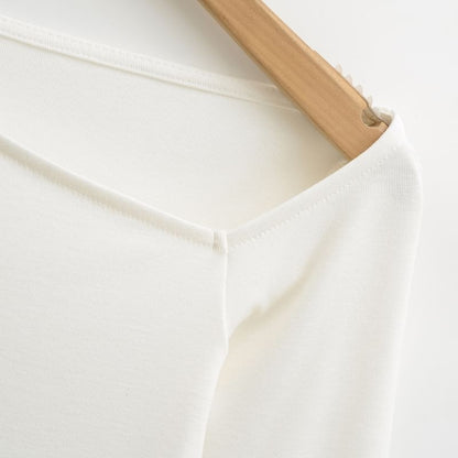 Asymmetric Neck Bodysuit Top with Extended Sleeves