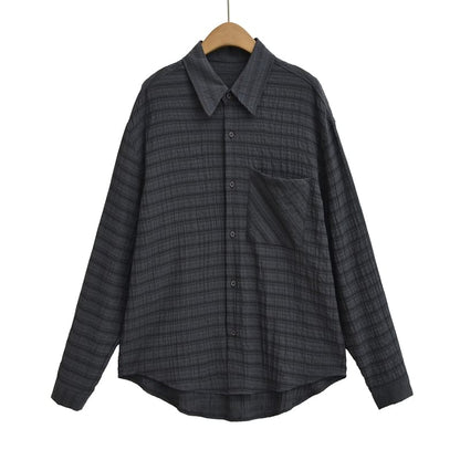 Oversized Plaid Shirt with Pocket Detail and Long Sleeves