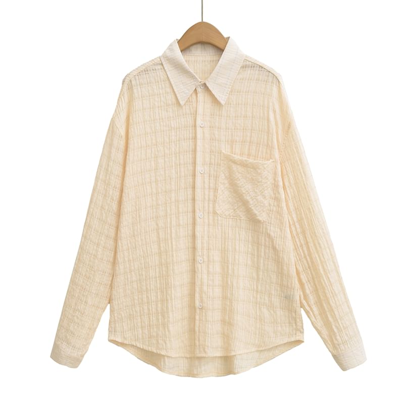 Oversized Plaid Shirt with Pocket Detail and Long Sleeves