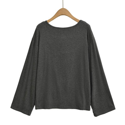 Open Back Tee with Boat Neckline and Extended Sleeves