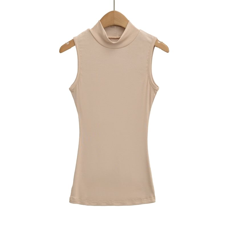 Slim-Fit Tank Top with Mock Neckline and Clean Finish