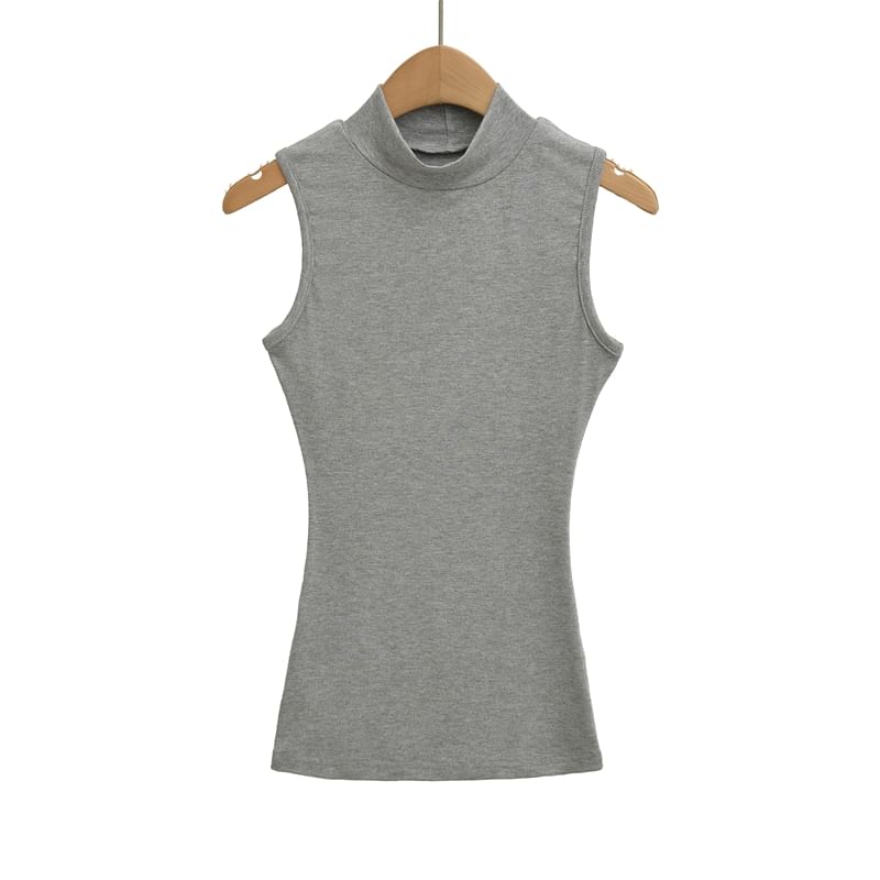 Slim-Fit Tank Top with Mock Neckline and Clean Finish