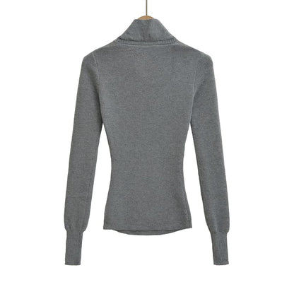 Knit Top with Tie Neckline and Long Sleeves