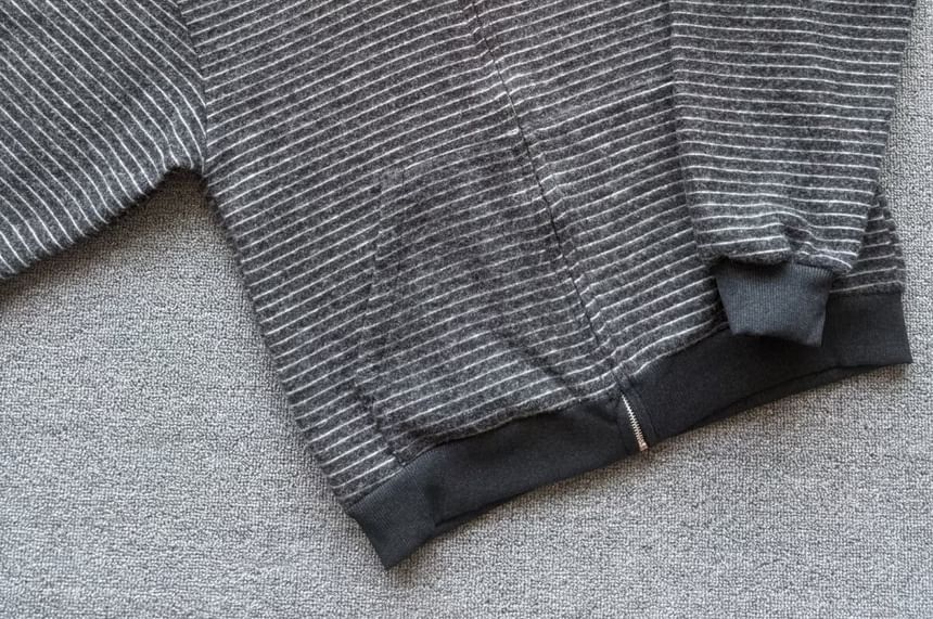 Striped Hooded Zip-Up Cardigan