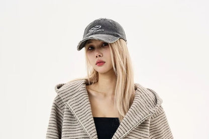 Striped Hooded Zip-Up Cardigan