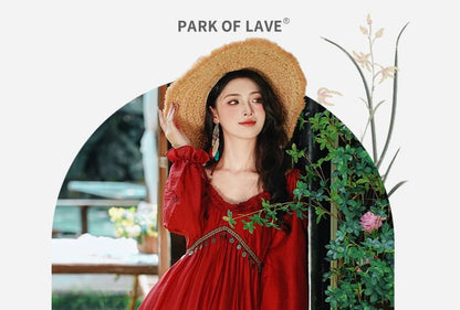 Long Sleeve V-Neck Ruffle Tiered Maxi A-Line Dress / Patterned Fringe Hooded Cape / Set