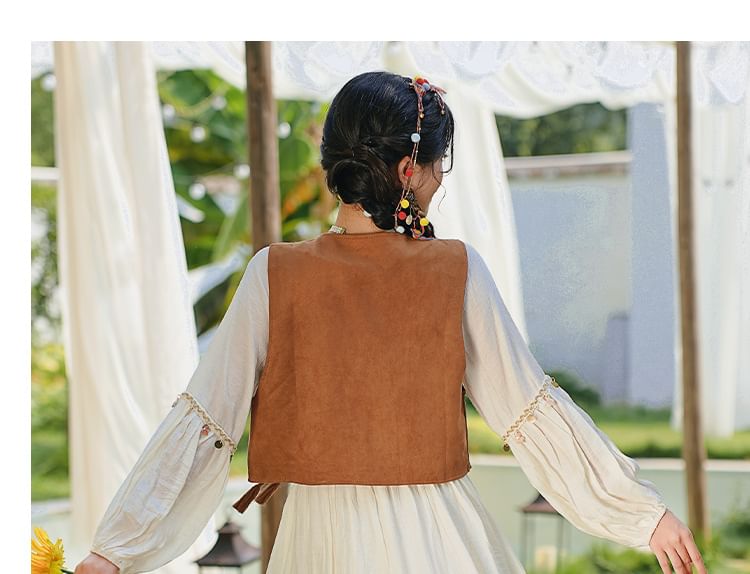 Long Sleeve V-Neck Sequin Panel Midi A-Line Dress