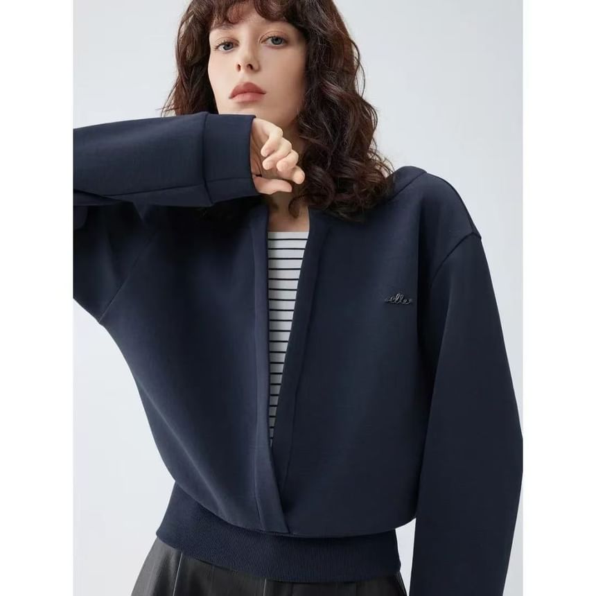 Mock Two-Piece Sweatshirt with Striped Panel Detail