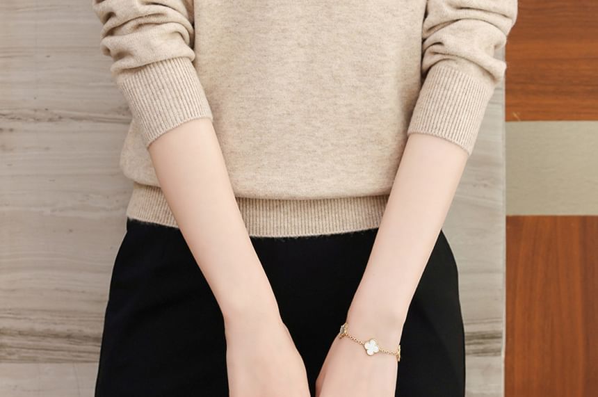 Ribbed Knit Top with Mandarin Collar and Frog Button Long Sleeves