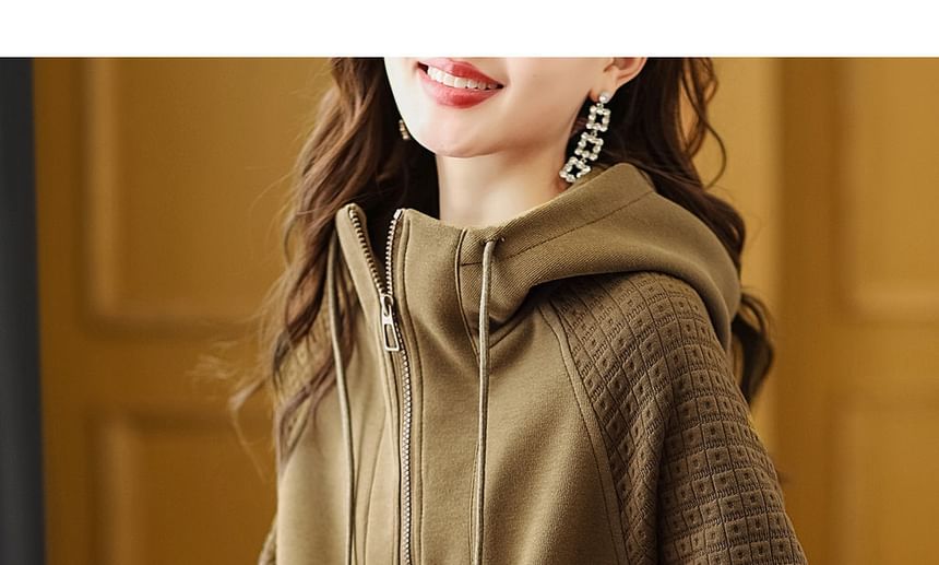 Half-Zip Hooded Sweatshirt with Paneled Design and Drawstring
