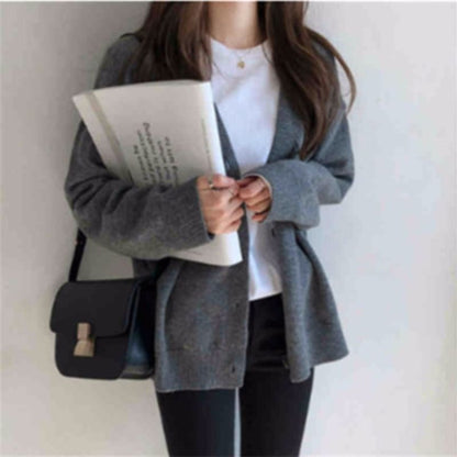 V-Neck Plain Cardigan