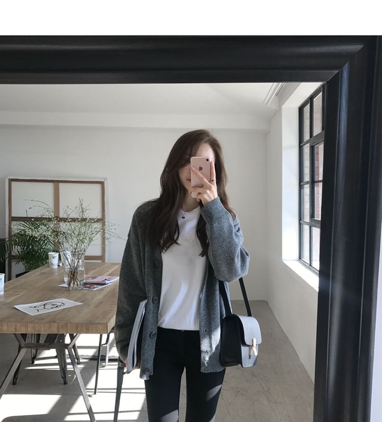 V-Neck Plain Cardigan