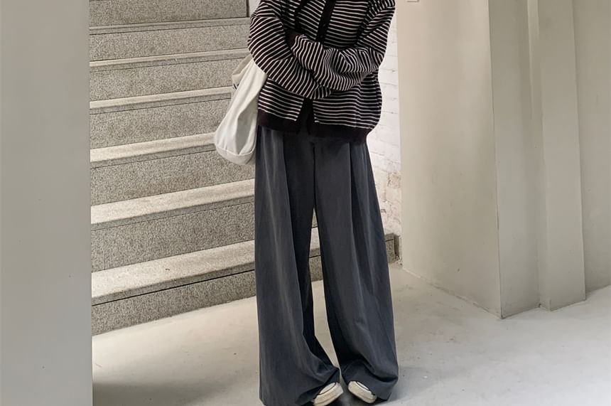 Round Neck Striped Cardigan
