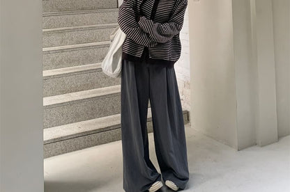 Round Neck Striped Cardigan
