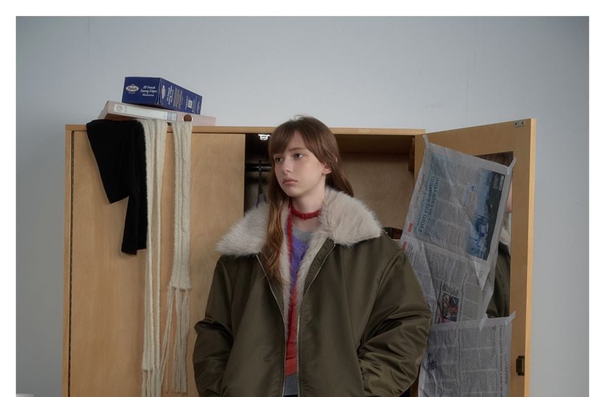 Faux Fur-Trim Padded Jacket