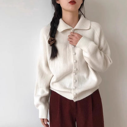 Turtleneck Plain Button Up Cardigan