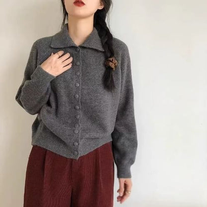 Turtleneck Plain Button Up Cardigan