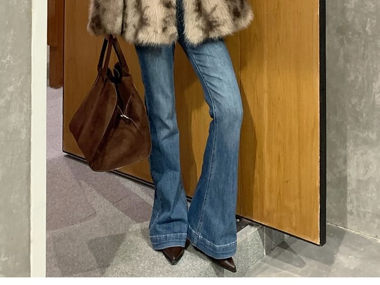 Round Neck Faux Fur Jacket