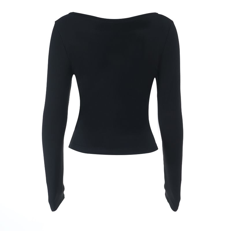 Sequin-Panel Square-Neck Crop Top