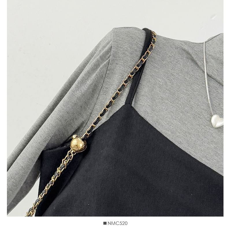 Ensemble: Mock Neck Tee and Tie-Waist Midi Dress