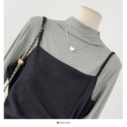 Ensemble: Mock Neck Tee and Tie-Waist Midi Dress
