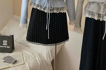 Round Neck Lace Panel Cardigan
