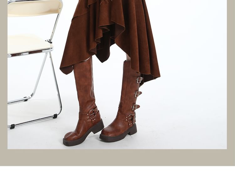 Ruffle Trim Asymmetrical Midi A-Line Skirt