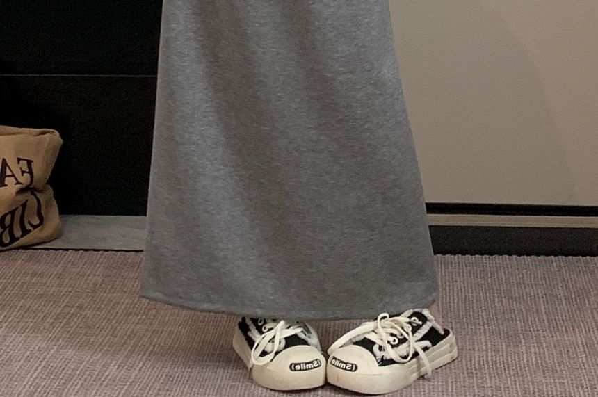 Drawstring Waist Maxi A-Line Skirt
